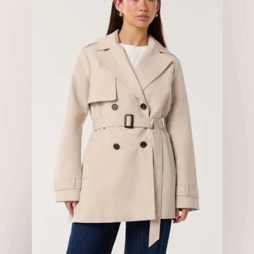EVER NEW Rhea Water Resistant Mid Trench with removable hood BNWT